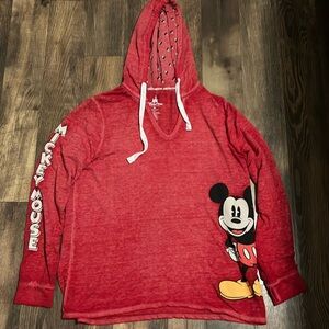 Disney Parks authentic long sleeve v neck shirt with hoodie size XL